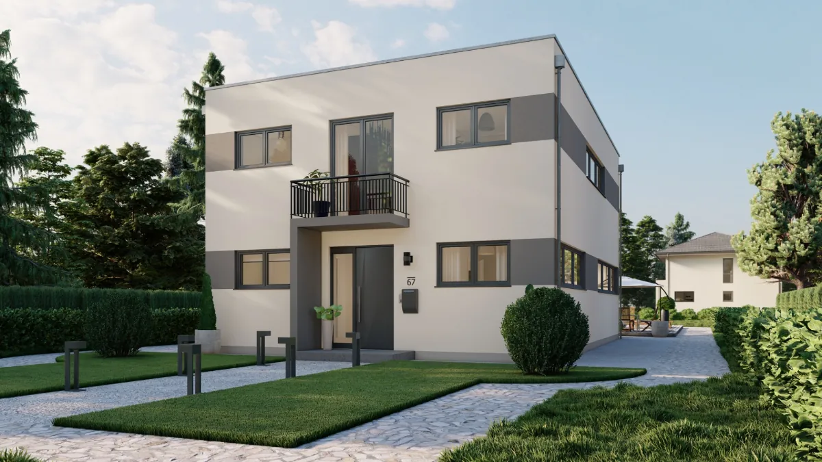 Massivhaus Bauhaus 176 – Frontansicht modernes Einfamilienhaus Berlin